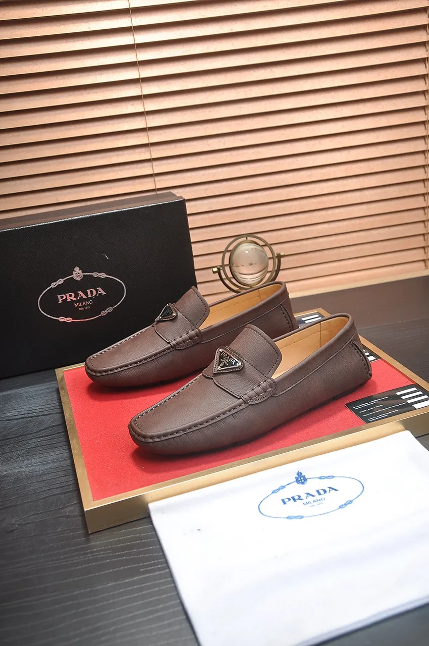 Men's Men's Shoes💰420💶【PRADA】 (High-end Niuli) New 🍀PRADA - Prada Doudou Shoes! Made of imported original cowhide, the inner top layer is comfortable cowhide lining! Original wear-resistant rubber outsole! High quality products! Code number 38-45 (45 customized)